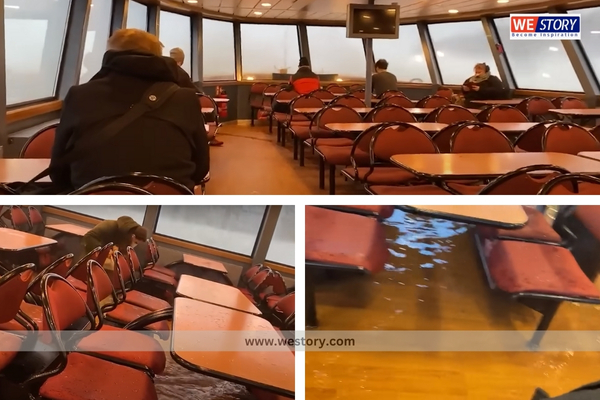 Huge Waves smashes through Ferry